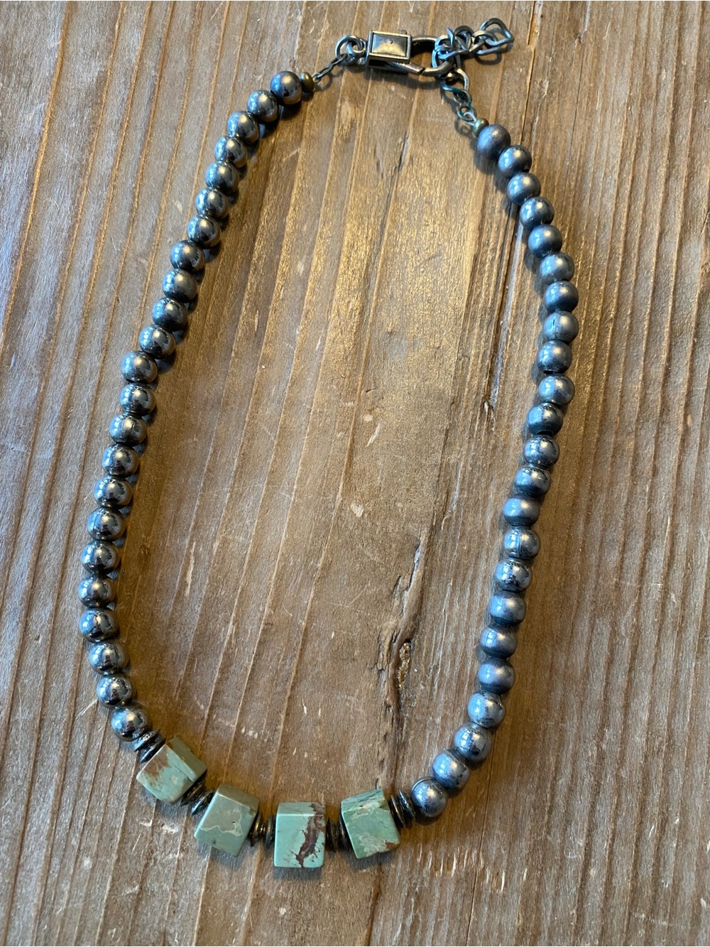 Green Turquoise Cube Necklace New